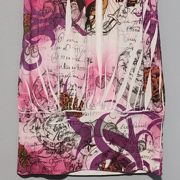 PRESS APPAREL Y2K Ed Hardy Style Purple Tank Mini Dress Small Heart Tattoo 2000s - Picture 6 of 12